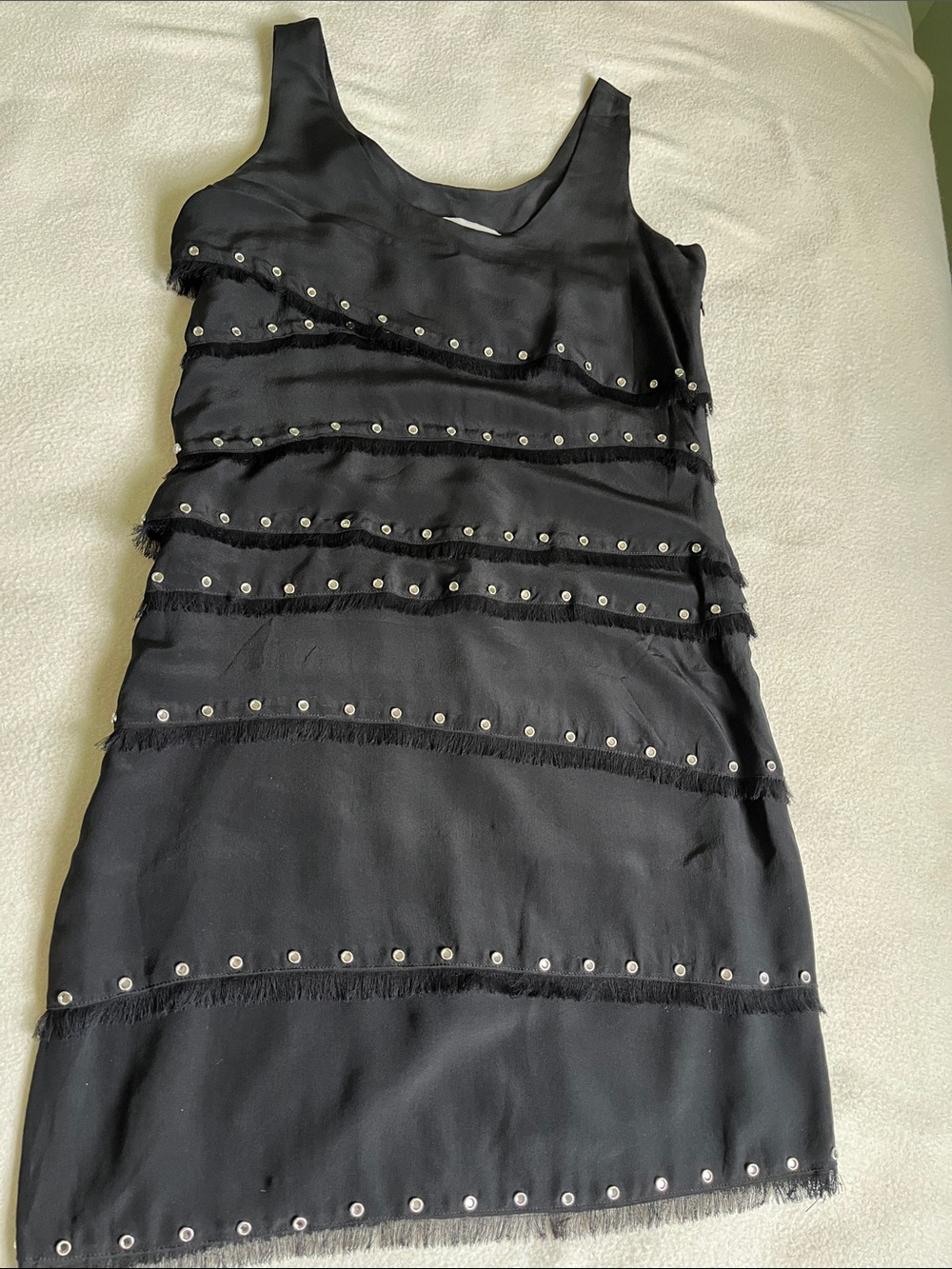 Madison Marcus Black Dress with Silver Embellished Label